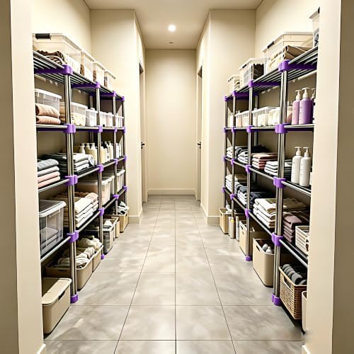 BLULEE Expandable Standing Shelf Unit, Adjustable Storage Rack Purple