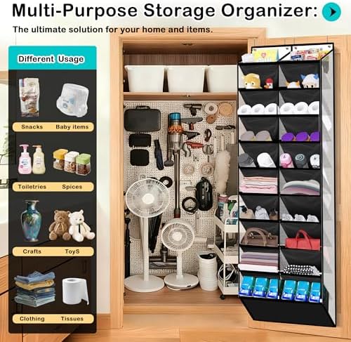 Kotkn 10-Tier Over the Door Shoe Organizer, 20 Pockets Holds 20-30 Pairs, Heavy-Duty Oxford Fabric with Hexagon Mesh for Boots & Sneakers-White