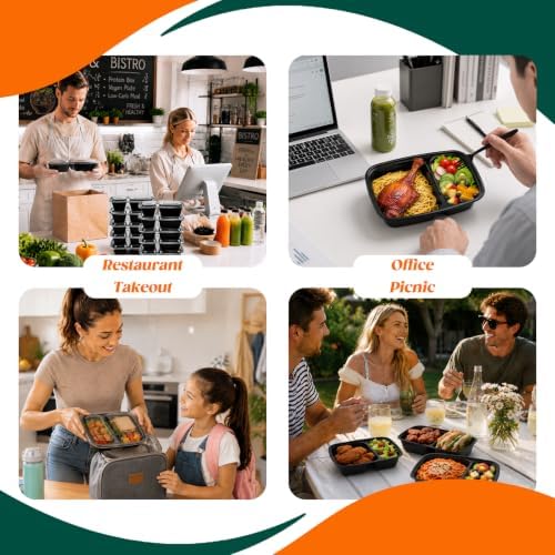 Glotoch Express 400 Pack 32 oz Meal Prep Containers,2-Compartment Reusable Food Storage Containers with Lids,Microwave Freezer Dishwasher Safe,Sturdy Leakproof&BPA Free Bento Box for To Go Take Out