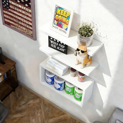 Ypvxe15.7in Floating Shelves Set of 3,Anti-Sag Bracket,Wall Storage Shelves