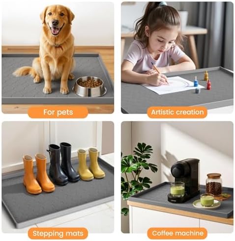 Jin&Bao Under Sink Mat 25" x 19" Waterproof Silicone Cabinet Kitchen Liner | Silicone kitchen cabinet protector, bathroom shelf liner, raised edge traps leaks, anti-slip, easy to clean & dishwasher safe