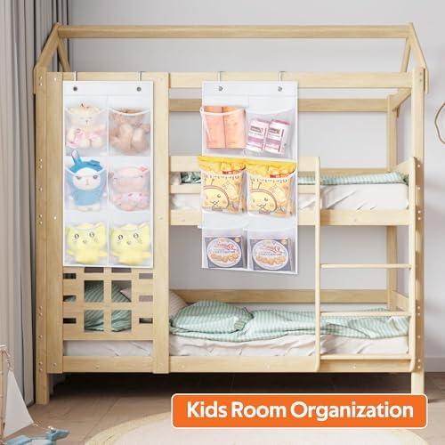 KIMBORA 2 Packs Narrow Over the Door/Wall Shoe Organizer Cruise, Small Hanging Shoe Rack for Closet with Clear Mesh Pocket for Bathroom, RV, Pantry, Camping (White)