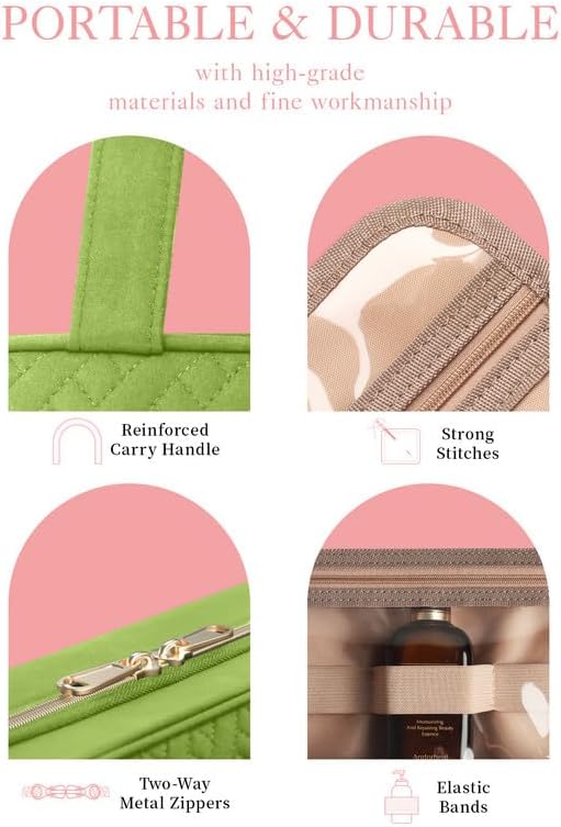 HOTOR Hanging Travel Toiletry Bag Women Men Essentials Avocado Green | Big Compartment, Waterproof Travel Accessories, Makeup Organizer Cosmetic Bag for Cruise, Gift, Road Trip, Vacation, Medium