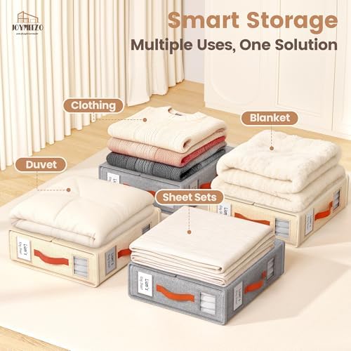 Bed Sheet Organizers, Foldable Linen Closet Storage, 4 Pack, Beige