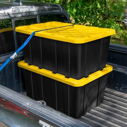 Sterilite Industrial Storage Tote with Lids for Garage, 38 Gallon, 16-Pack
