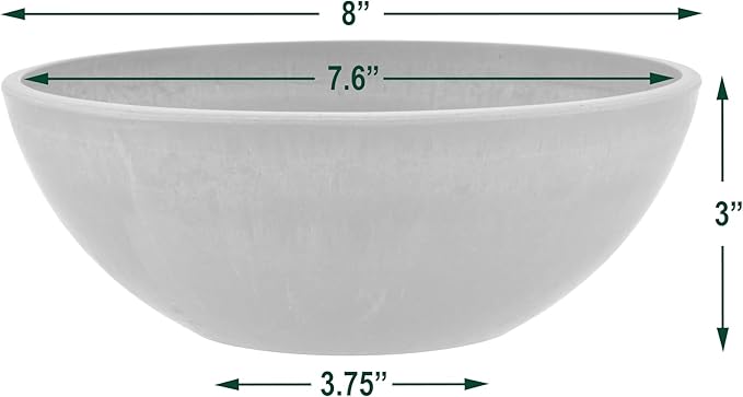 PSW Pot Collection Shallow Garden Bowl Planter for Succulents, Bonsai, Fairy Gardens, Herbs, 8-inch, Dark Charcoal