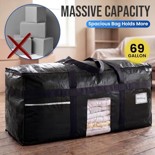TAILI 1 Pack XXL Storage Bags with Visible Window and Handy Pocket,Black