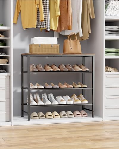 Kitsure Wooden Top Shoe Rack for Entryway, 29.5" x 11.4" x 24.8", Brown