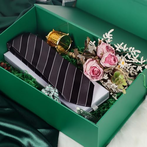LFBOX Green Christmas Gift Box with Magnetic Lids 1 Pack | Large Bridesmaid Groomsman Proposal Boxes,13.8x8.3x4.4 in, Collapsible Rectangle Storage Box