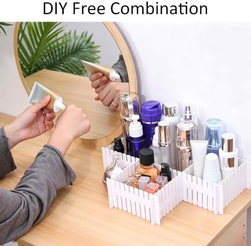 8Pcs 14.5inch Adjustable Drawer Dividers, DIY Plastic Storage Organizer Separators for Tidying Socks, Underwear, Cutlery, Makeup, Clothes, Kitchen, Bedroom, Office Drawers (Pink)