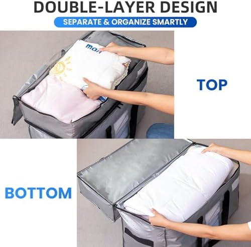 TAILI 2 Tier Moving Bags,4 Pack Silver Storage Bags with Visible Window