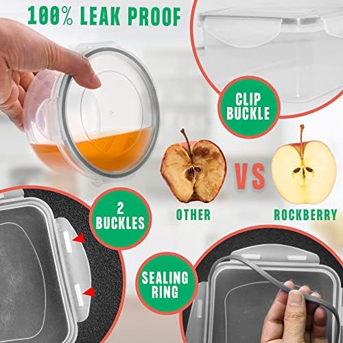 RockBerry 50 Pcs Large Food Storage Containers with Lids Airtight-85 OZ to small Containers-Total 526OZ Stackable Kitchen Set -BPA Free Leak proof containers- Freezer Microwave safe | Total 526 Oz BPA Free Plastic Stackable Containers For kitchen Pantr...