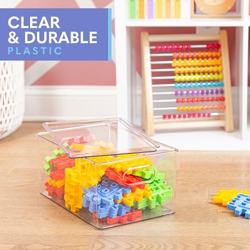primebox Plastic Clear Stackable Storage Bins with Lids. Great for Pantry or Kitchen Organization. Fridge Organization Containers. Cabinet, Bathroom Organizer. 2 Pack