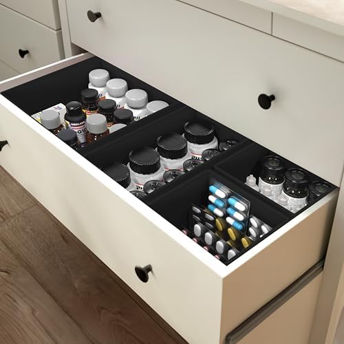 Simple Houseware Foldable Drawer Organizer Stocking Bin, Set of 12, Black