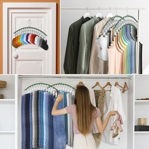 3 Pack Legging Organizer for Closet Hanging, Pants Hangers with Clips Metal