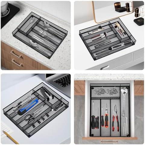 Neudeco Silverware Drawer Organizer, Black