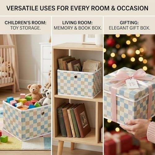 SUREMAX Decorative Storage Boxes with Lids, 19.7x15.7x11.6 in, Pack of 2