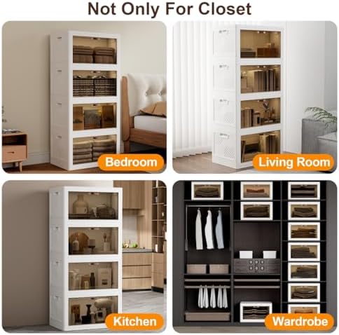 JOYMOOP 198 Qt Stackable Storage Bins with Lids, Closet Organizers and Plastic Storage Drawers for Home, 3 Pack Cubes