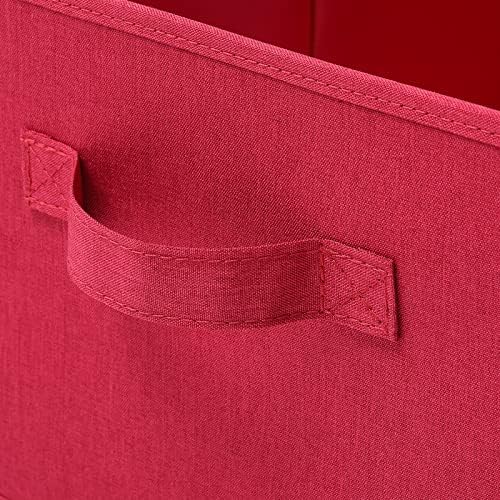 HOONEX Storage Bins with Lids for Organizing, Pack of 2, Storage Boxes with 2 Carrying Handles and Sturdy Heavy Cardboard, 16.5" L x 11.8" W x 7.5" H for Shoes, Books, Clothes, Red