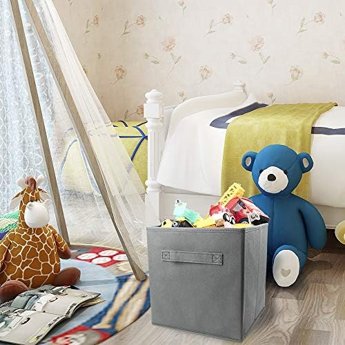 EBIGIC storage bins collapsible storage bins,cube storage organizer (Pack of 3) 10.5*10.5*11inch,For home and office Collapsible Closet Shelf Organizers, Drawer Organizers(Grey)