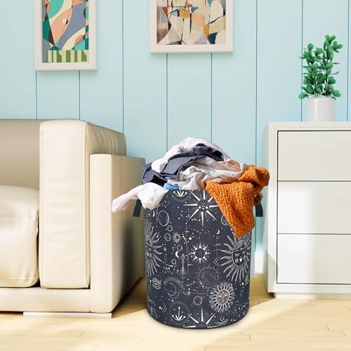 Universe Sun Planet Moon Laundry Basket Foldable Oxford Cloth 18.9x16.5 In