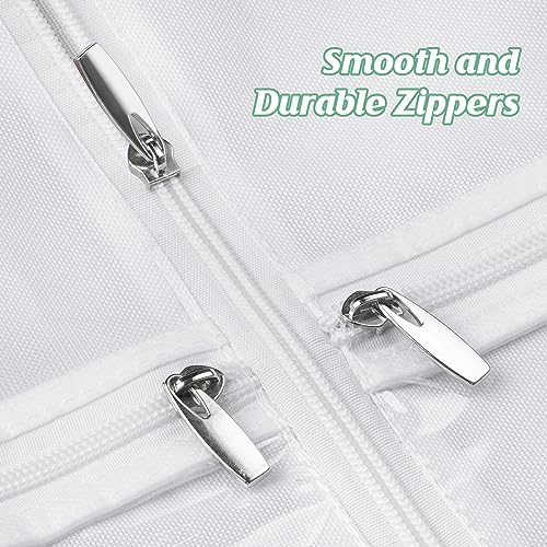 MISSLO 65" Wedding Dress Garment Bag with Bride Tote Bag 6'' Gusseted Dress Bags for Gowns Long 4 Pockets Wedding Dress Storage Bag for Women, White