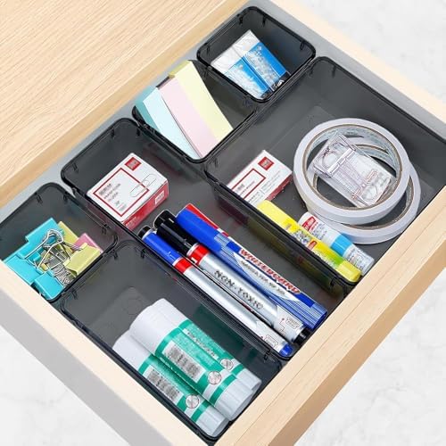 13 PCS Drawer Organizer Set, 5 Size Bathroom and kitchen organizer Trays | Bathroom and kitchen Drawer cabinet organizer Trays, Clear Storage Bins for Makeup, Jewelry, Utensils and Gadgets