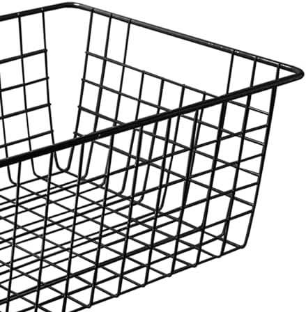 Brightalk 14" Upright Freezer Storage Baskets, Black Wire Storage Bins Large Bakset for Freezer, Pantry, Bathroom Organizing, Set of 4