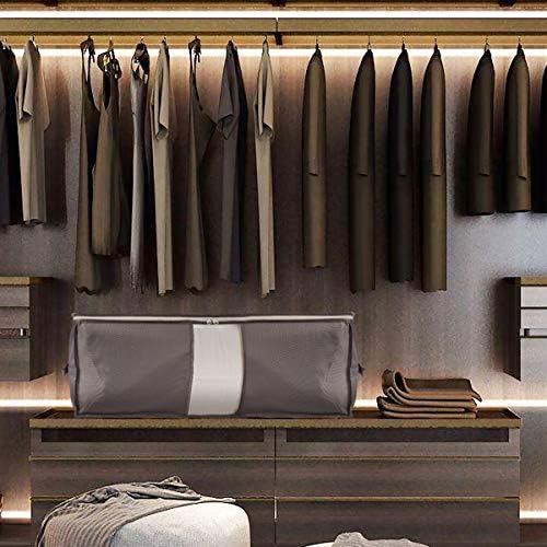 SURBLUE Under-Bed Storage Organizer Zipper Bags with Handle-2 Piece Set with Clear Window (Gray)