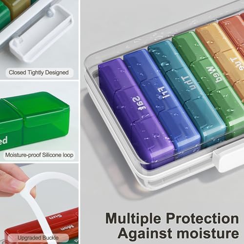 CTIME 4-Tier Extra-Large Medicine Organizer with Portable Pill Case Empty | Multipurpose Medical Box, Pill Organizer for Home Needs, Clear Visible Lids, Neatly Categorized, Home & Travel Essentials