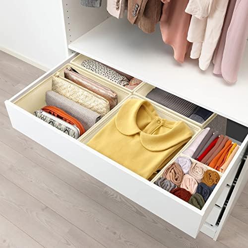 12 Pack Drawer Organizers for Clothing, Foldable Clothes Storage Box Closet Dresser Drawer Organizers Dividers, Bedroom Organization Fabric Bins for Baby Clothes Underwear Sock Bra Ties (Beige)