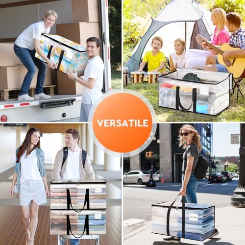 HomeHacks Large Moving Bags, Heavy Duty Clear Storage Bags, 6 Pack 125L