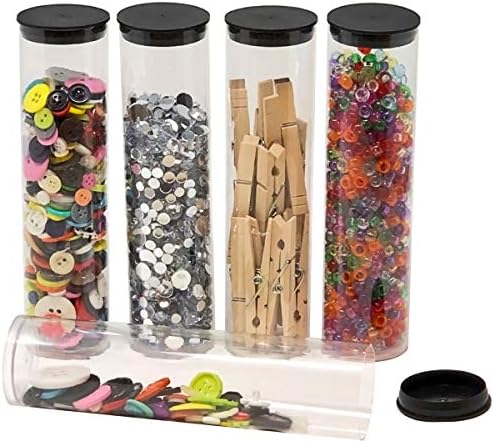 Prestige Import Group - 1.75" x 8" Transparent Clear Plastic (PETG) Storage Tubes with Black Lid - 12 Pack