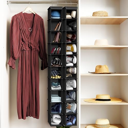Simple Houseware 10 Shelves Closet Hanging Shoe Organizer, Black | Dual Metal Hooks, Holds Up to 20 lbs, for Narrow Space