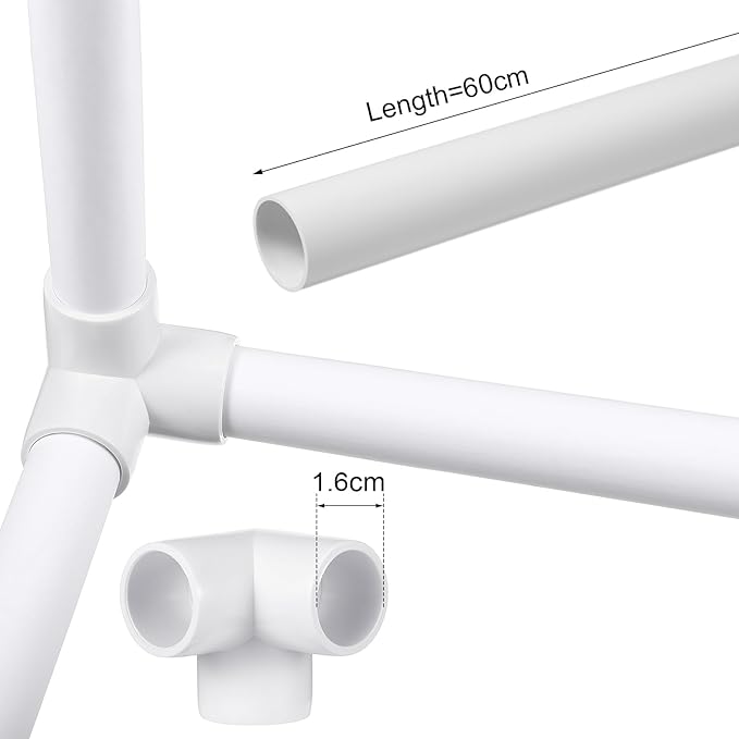 Sawysine 102 Pcs DIY PVC Projects Set Included 60 Pcs 24 Inch PVC Pipe and 42 Connection Pipe Fittings for Spring, Home, Greenhouse, Garden, Farm, Workshop, Summer(White,3/4 Inch)
