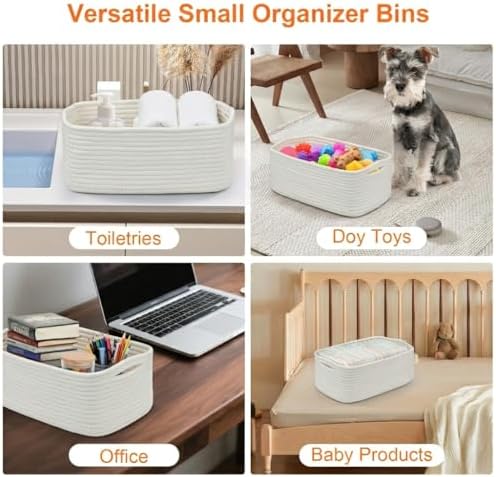 3Pack Small Woven Storage Baskets for Shelves Organizing