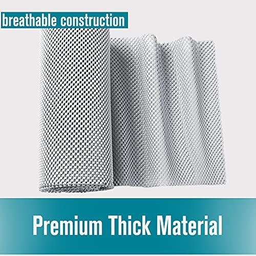 Shelf and Drawer Liner, Non-Adhesive Non Slip and Grip Durable Clean Pad Full Size 17.7 Inches x 20 Feet for Drawers, Shelves, Cabinets, Storage, Kitchen, Desks, Kitchenware, Tableware, Light Gray