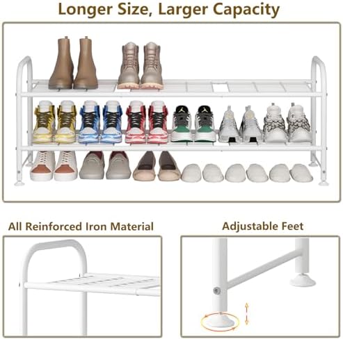 LINZINAR 2 Tier Long Shoe Rack for Closet Metal Shoe Organizer for Entryway