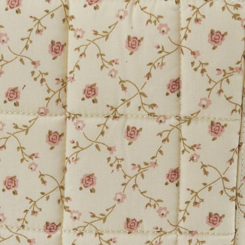 Quilted Fabric Storage Basket with Handles & Pocket, Foldable Laundry Hamper Boho Floral Print Organizer Bin for Home, Picnic, Office 12"x10"x10" (A-2)