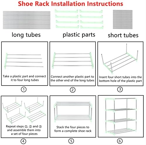 Stackable Small Shoe Rack, Entryway, Hallway and Closet (10-Tier, Green)