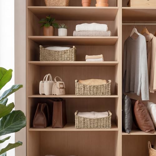 StorageWorks Large Wicker Baskets with Handles, Seagrass Basket, 1-Pack