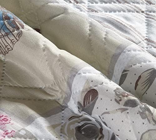 Brilliant Sunshine Grey Cupid & Pink Roses Loveseat Cover, 54" seat