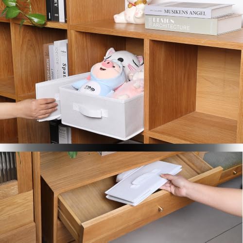 Decorative Storage Boxes for Organizing Clothes in a Dresser Collapsible Fabric Storage Bins Organizer Set with Handles for Bedding Clothes Toys Socks and More (White)