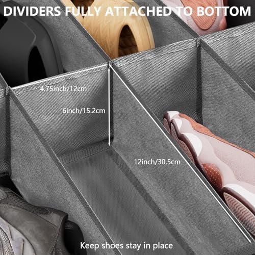 homyfort Under Bed Shoe Storage Organizer Fits 16 Pairs Shoes and 4 Pairs Boots, Underbed Shoe Storage Boxes Bins, Organizador De Zapatos, Extra Large Zapateras Organizer for closet, Black, Set of 2
