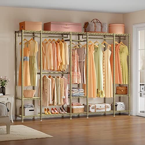 VIPEK V50 Modern Clothing Rack with Adjustable Shelves, Gold