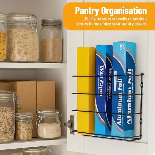 Evelots Kitchen Wrap & Food Bag Organizer Basket, Wall or Cabinet Door Mount, 2-Pack - Black | Keep kitchen wraps and food bags organized with 2 baskets that mount on a wall or cabinet door to save valuable counter space