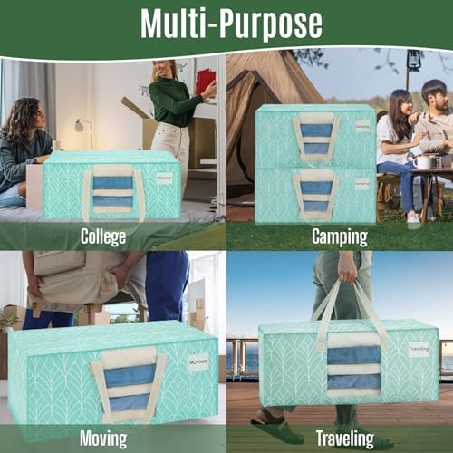 VENO Heavy Duty Moving Bags, Storage Bags, Clear Window, Evergreen, 6 Pack