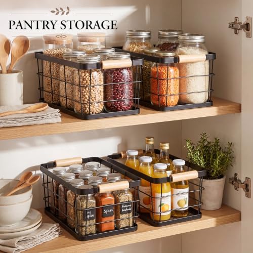 4 Pcs Bathroom Wire Storage Baskets Rectangular 11.4x6.7x5.5''
