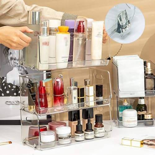 Nicunom 2 Pack Stackable Plastic Storage Bins Open Front, Clear Pantry Organizer Bin Household Food Storage Bin for Kitchen Countertops Cabinet Shelf