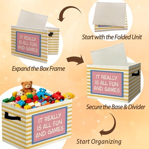 Playroom Positive Uplifting Storage Bins Box with Handles Organizer Basket